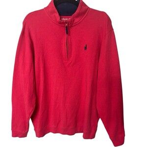Johnnie O Sweater West Coast Prep Pima Cotton Mens XL Red 1/4 Zip Sweater